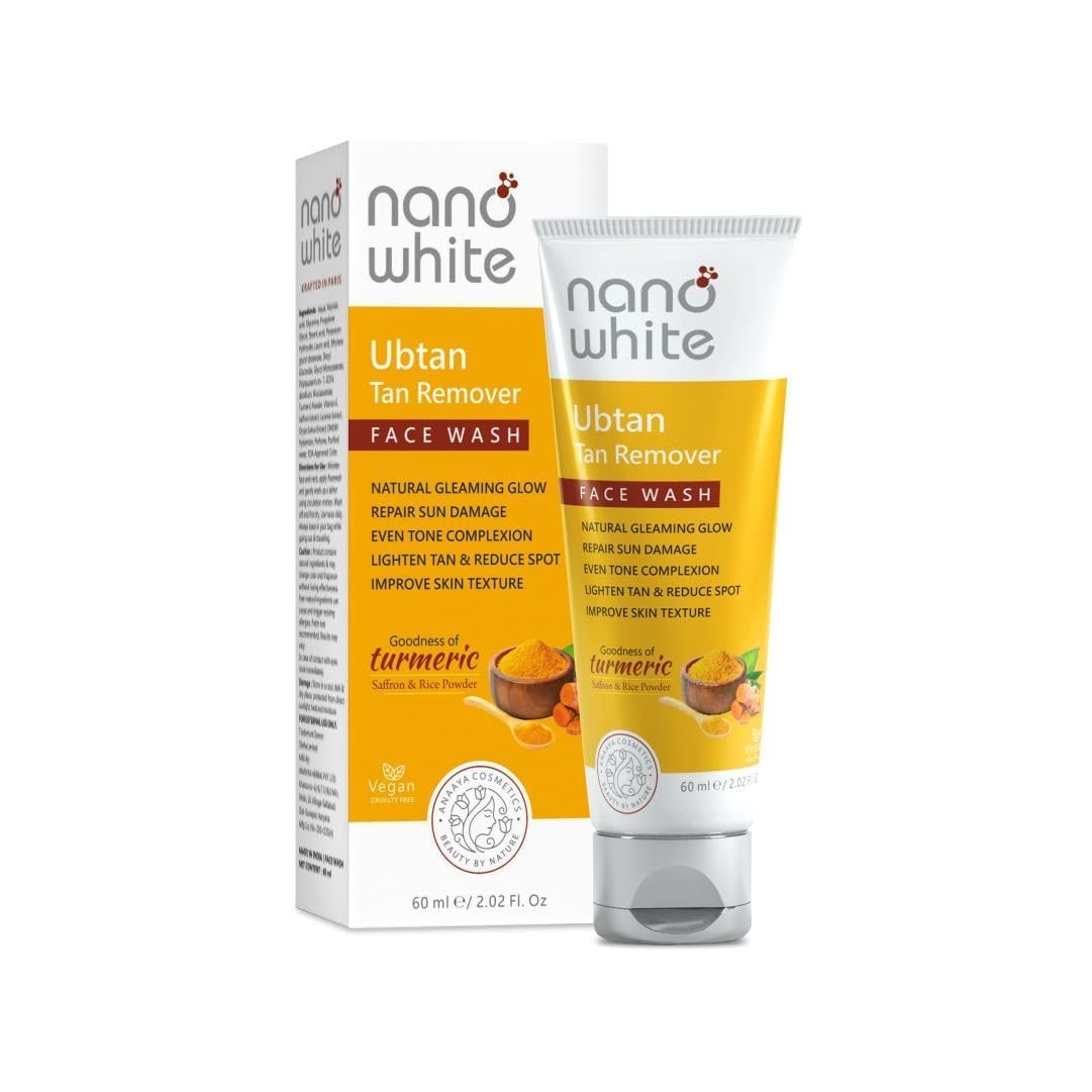 Nano White Ubtan Face Wash, Turmeric & Saffron, Tan Remover, 60 ml
